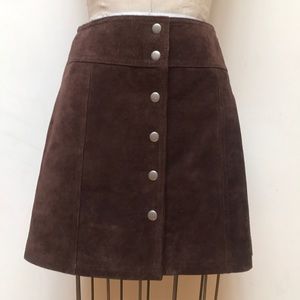 Vintage GAP Brown Suede Button Up Mini Skirt